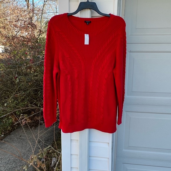 NWT Talbots Pretty Classic Red Thick Multiweave Long Sleeve Sweater - Picture 5 of 5